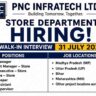 PNC Infratech Limited Recruitment 2026 | Walk-In Interview for Store Manager, Store Executive & Store Keeper Jobs