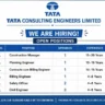 TATA Consulting Engineers Recruitment 2026 – 9 Vacancies in Zambia for Thermal Power Plant Project