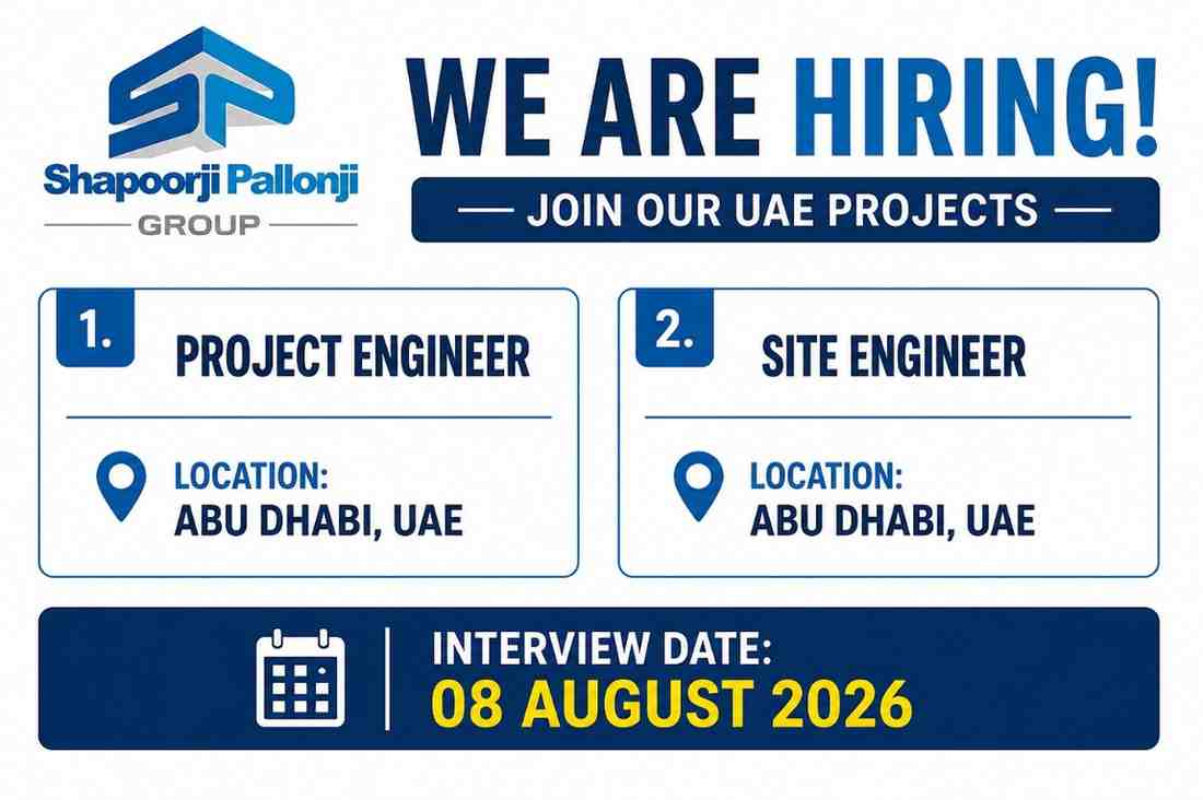 Shapoorji Pallonji Recruitment 2026 | Project & Site Engineer Jobs in UAE