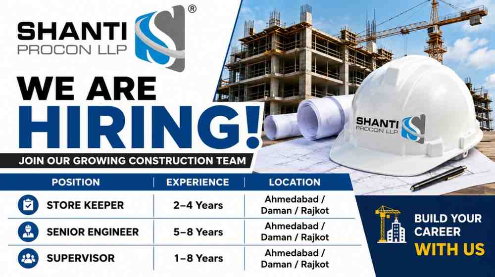 Shanti Procon LLP Recruitment 2026 – Store Keeper, Senior Engineer & Supervisor Jobs