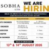 SOBHA Ltd Recruitment 2026 – Walk-in Drive for Civil Engineers, QA/QC, Surveyor & Store Keeper
