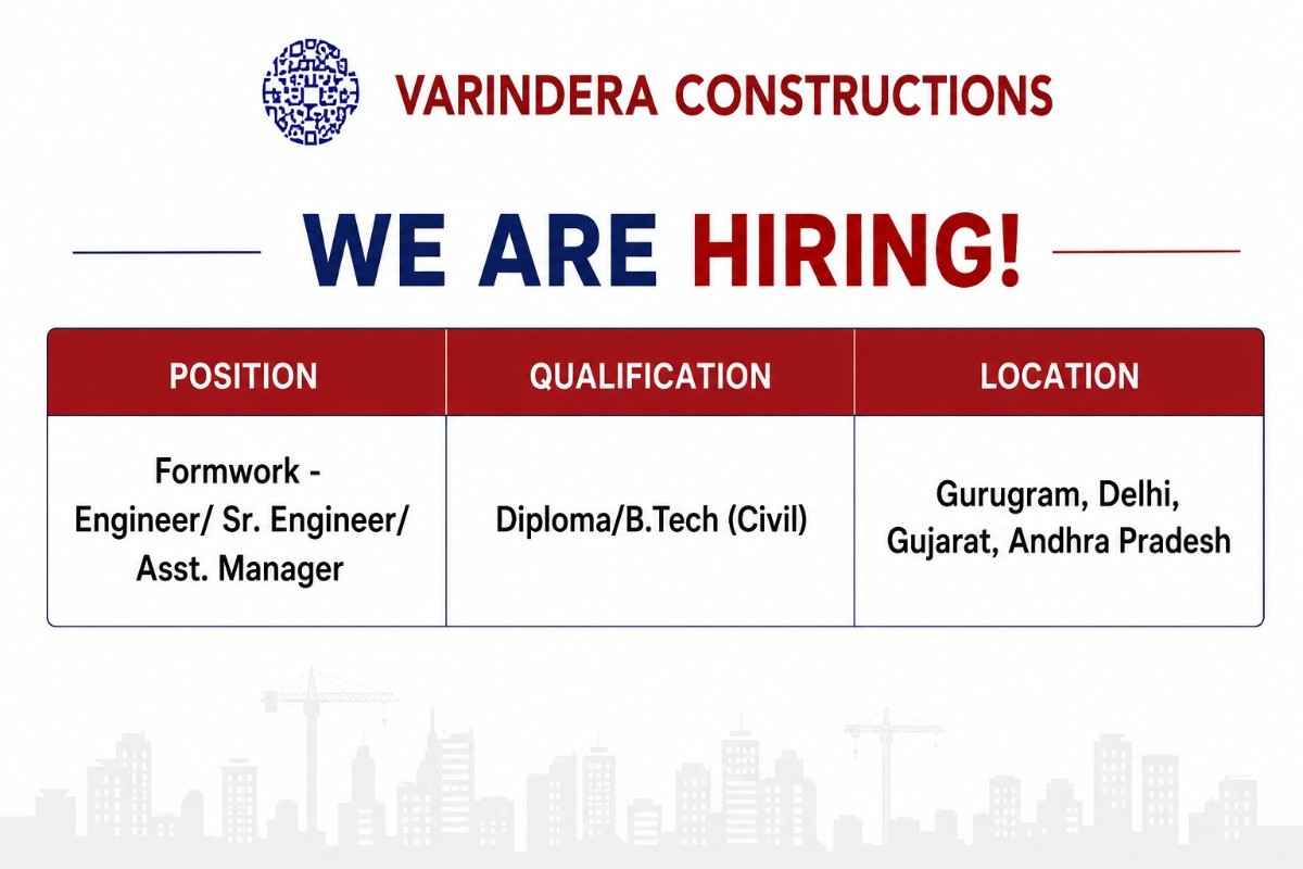 Varindera Constructions Recruitment 2026 – Formwork Engineer Jobs