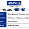 Chavda Infra Hiring 2026 – Billing & Quantity Estimation Engineer Jobs in Ahmedabad | Civil Construction