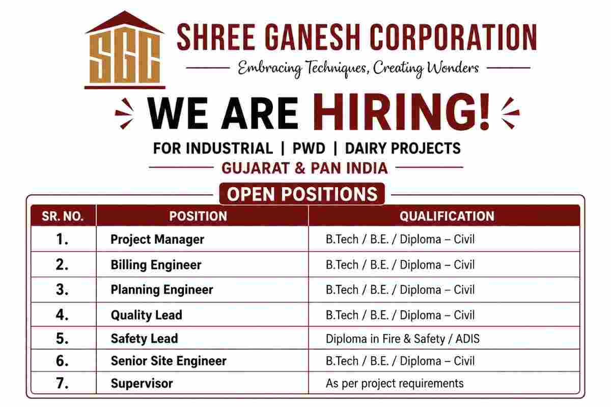 Shree Ganesh Corporation Jobs 2026 – Project Manager, Civil, Planning & Safety Jobs