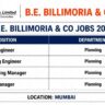 B.E. Billimoria & Co Jobs 2026 – Planning Engineer & Manager Vacancies in Mumbai
