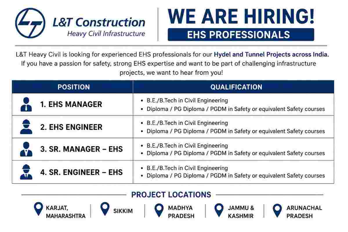 L&T Heavy Civil Hiring 2026 – EHS Manager & Engineer Vacancies