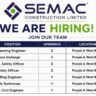 Semac Construction Recruitment 2026 – Planning, Safety, Civil & Billing Jobs