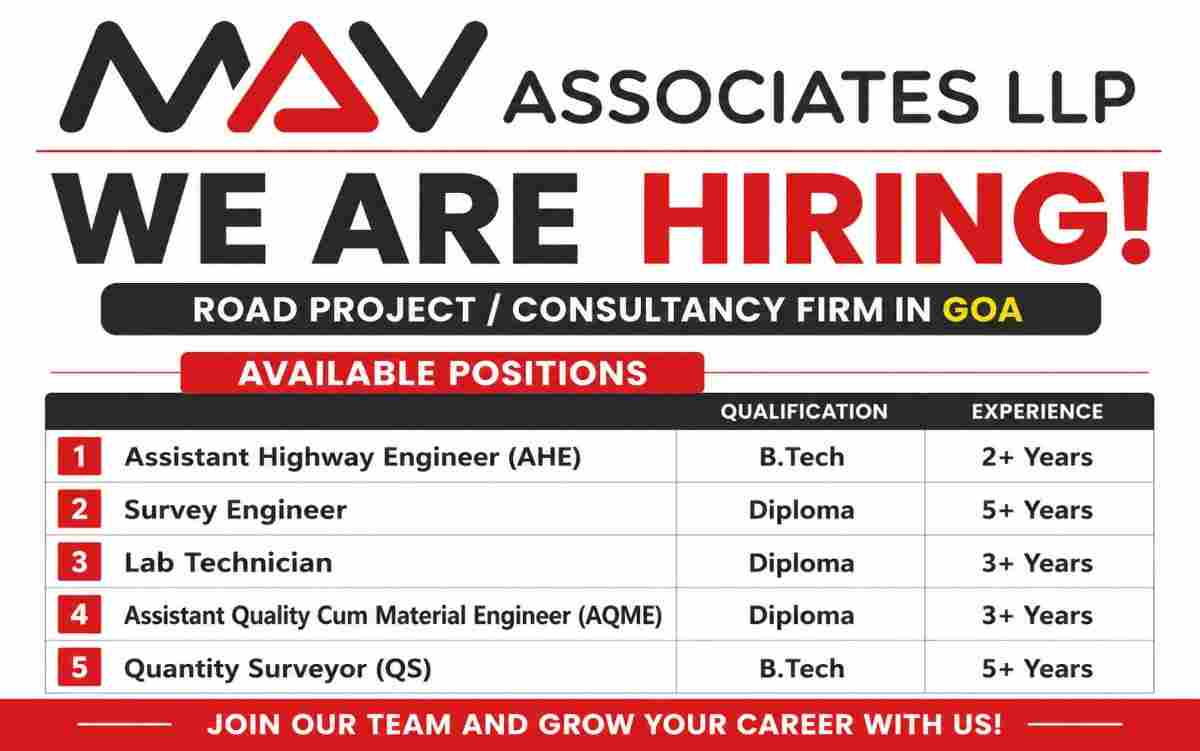 MAV Associates LLP Recruitment 2026 – Road & Highway Project Jobs in Goa