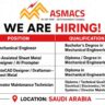 Asmacs Recruitment 2026 – Mechanical Engineer, AutoCAD Designer & Technician Jobs in Saudi Arabia