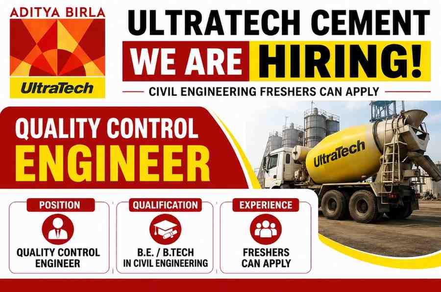 UltraTech Cement Recruitment 2026 – Quality Control Engineer (Freshers)