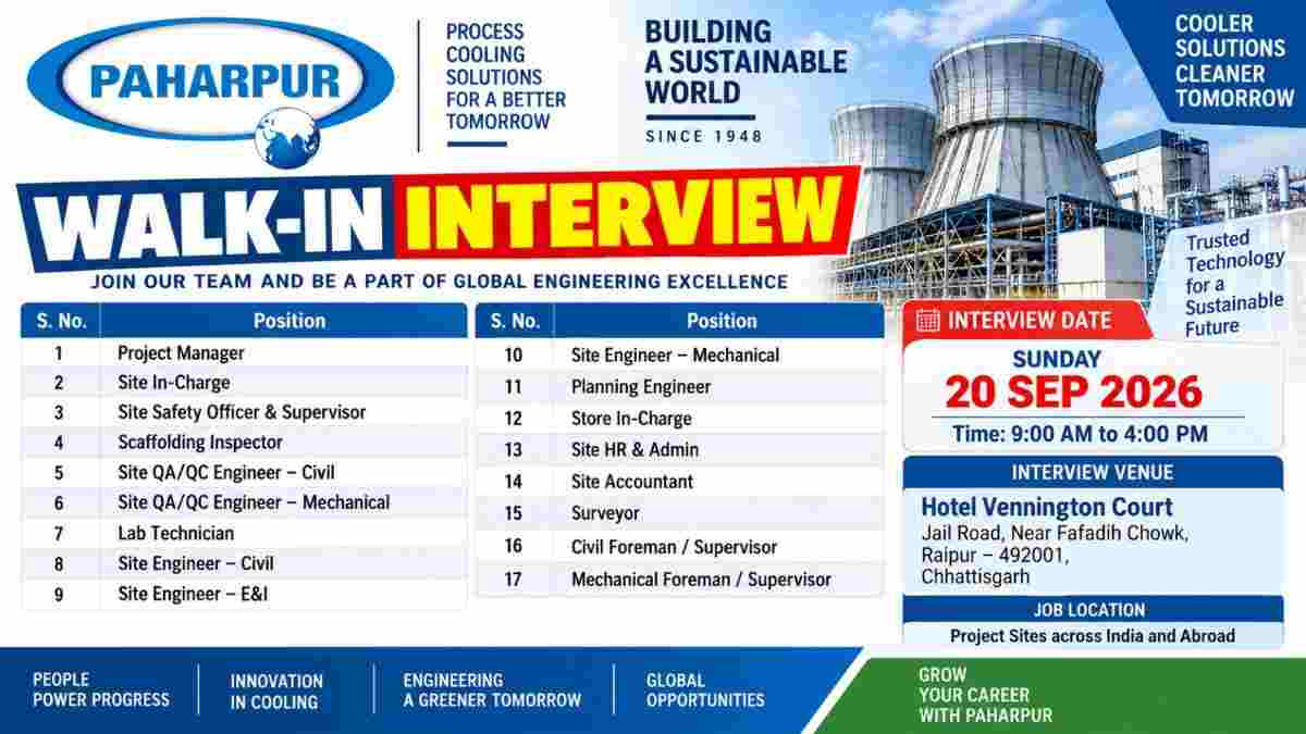 DuraBuild Construction Recruitment 2026 | Site Engineer, Quality Engineer, Billing Engineer & Safety Officer Jobs 2 Paharpur Walk-In Interview 2026 | 17 Project & Site Jobs | Civil, Mechanical, Electrical, QA/QC & Safety Jobs