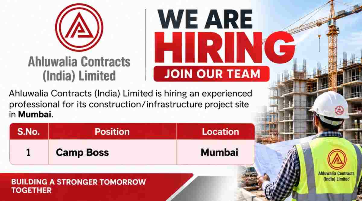 PC Enterprises Pvt Ltd Recruitment 2026 | Apply for Manager, Engineer, Accountant & Multiple Jobs in Nepal 2 Ahluwalia Contracts Recruitment 2026 – Camp Boss Job in Mumbai | Construction Jobs