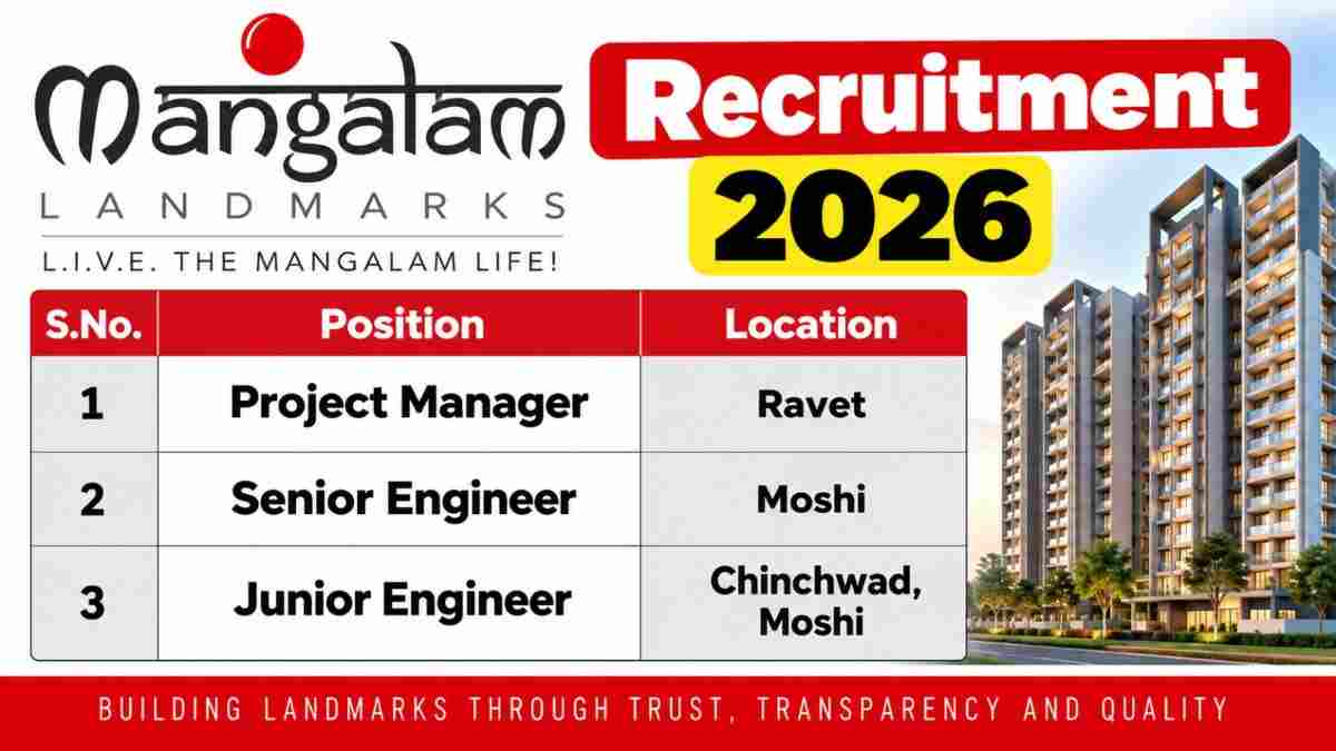 Mangalam Landmarks Recruitment 2026: Project Manager, Senior Engineer & Junior Engineer Jobs