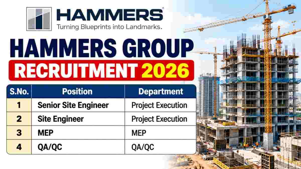 Hammers Group Recruitment 2026 – Senior Site Engineer, Site Engineer, MEP & QA/QC Jobs in Mumbai