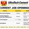 UltraTech Cement Recruitment 2026 – Mechanical, Electrical, Mining & Quality Control Jobs