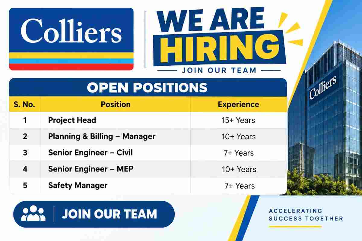 Colliers Recruitment 2026 – Project Head, Civil, MEP, Planning & Safety Jobs in Hyderabad