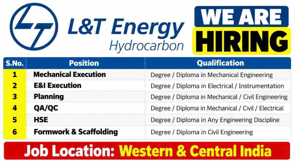 L&T Energy Hydrocarbon Recruitment 2026 | Walk-In Interview for Oil & Gas Jobs