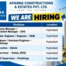 Aparna Constructions Hiring 2026 – EHS, P&M, Finishing, Admin & Civil Supervisor Jobs in Hyderabad