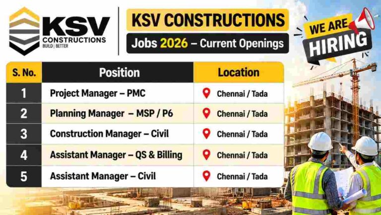 KSV Constructions Hiring 2026 50kb