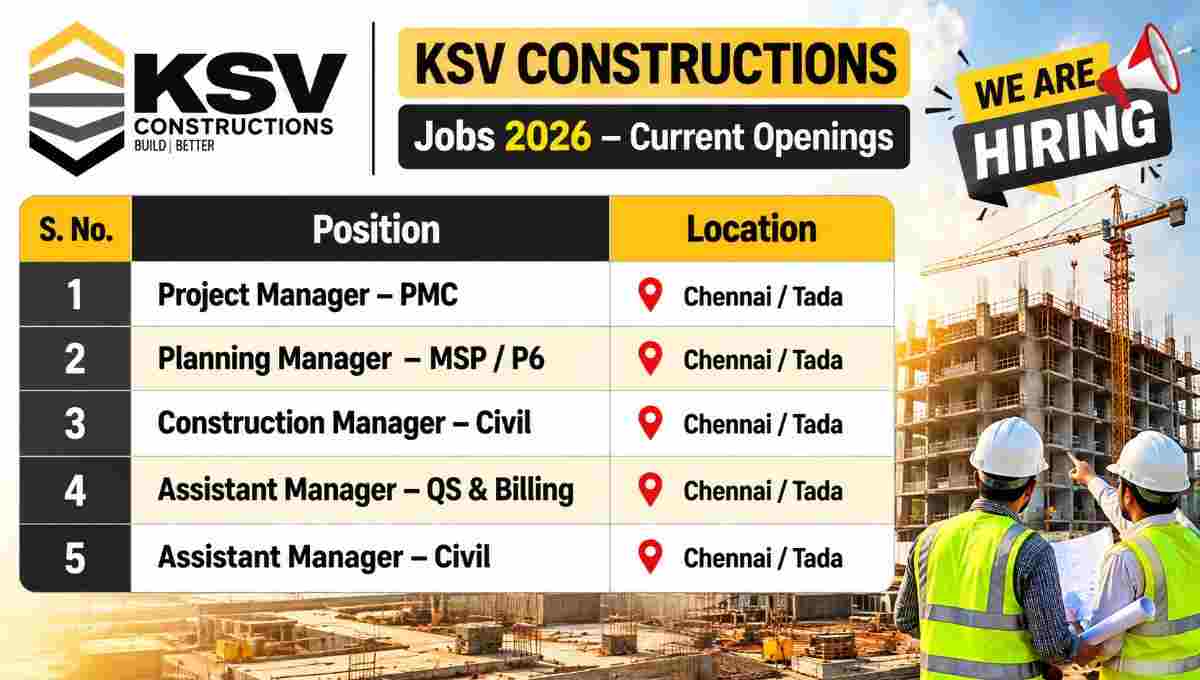 KSV Constructions Hiring 2026 50kb