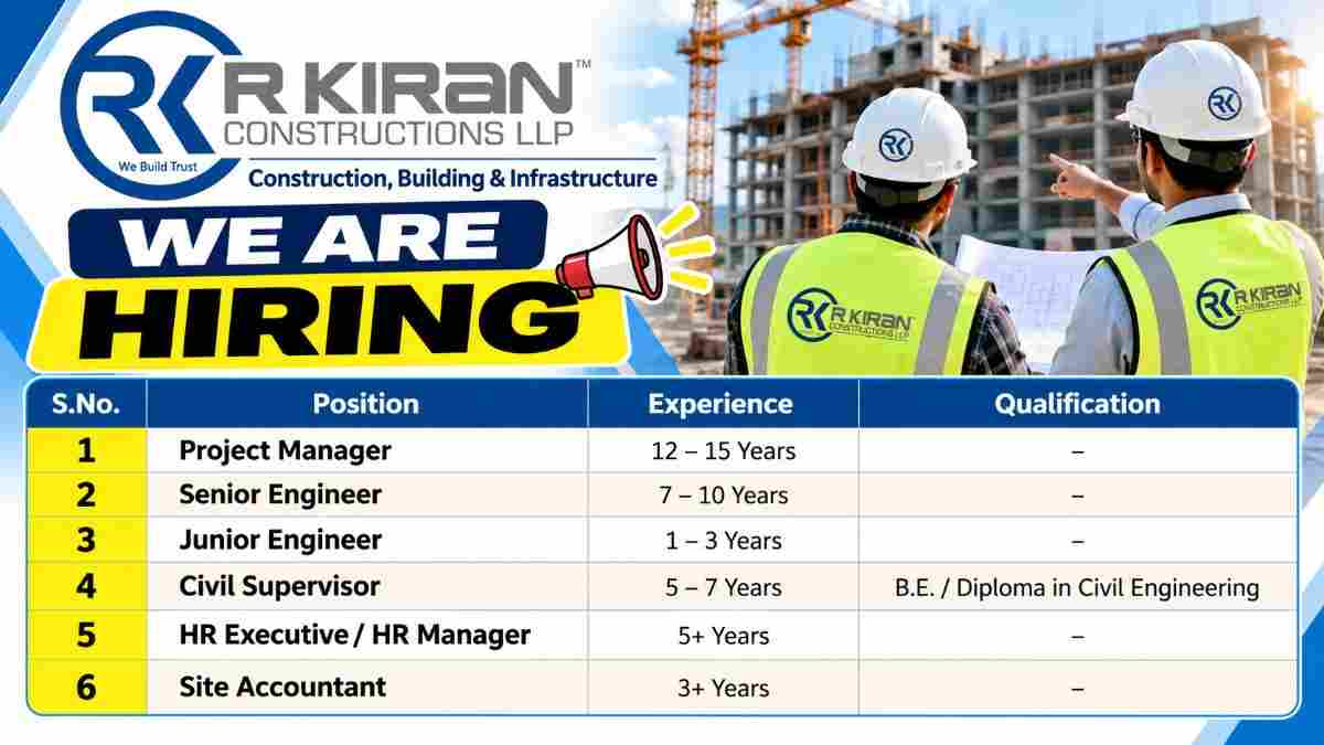 RK Constructions Hiring Announcement 50kb